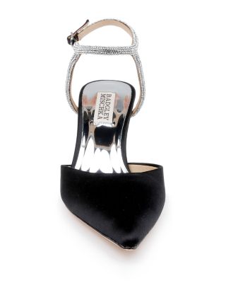 Women's Autumn Pointed Toe Pav&eacute; Embellished Mid Heel Pumps