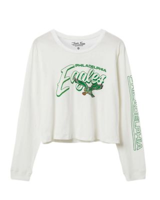 Junk Food Clothing - Women's NFL Philadelphia Eagles Touchdown Long Sleeve Cropped Tee