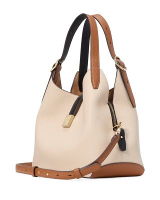 Deco Color Blocked Pebbled Leather Small Crossbody Tote 