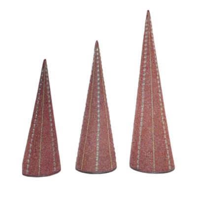 Aman Imports 12 Beaded and Stone Pink Cone Tree