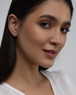 Certified Lab Grown Emerald-Cut Diamond Stud Earrings in 18K White Gold, 2.0 tcw