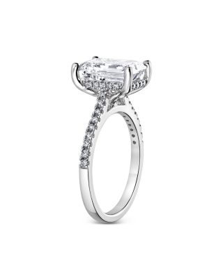 Certified Lab Grown Diamond Emerald Cut & Round Bridal Set in 18K White Gold, 4.50 tcw