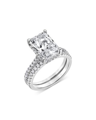 Bloomingdale's Fine Collection - Lab Grown Diamond Radiant Cut & Round Bridal Set in 18K White Gold, 4.50 ct. t.w.