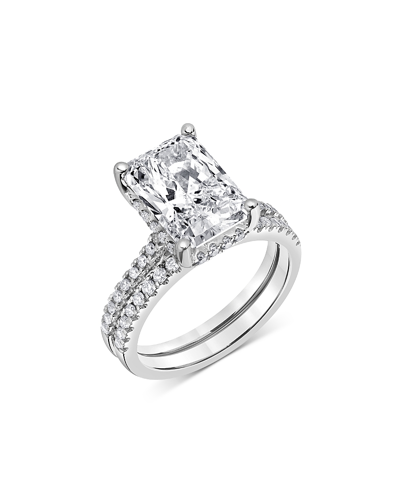 Bloomingdale's Fine Collection Certified Lab Grown Diamond Radiant Cut & Round Bridal Set in 18K White Gold, 4.50 tcw