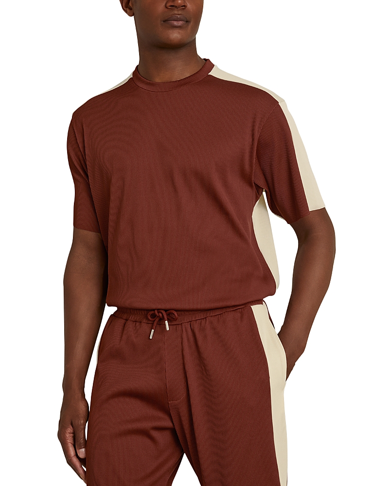 Shop Reiss Canyon Short Sleeve Color Block Tee In Rust Red/off White