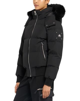 Cloud Shearling Trim Down Bomber Jacket