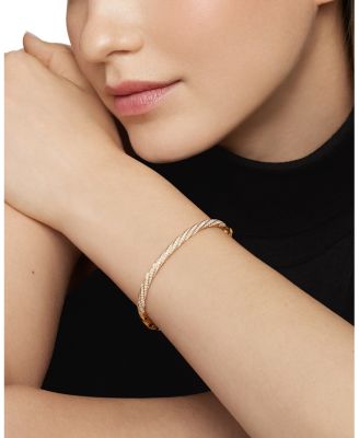 Cable Edge Bracelet in Recycled 18K Yellow Gold with Full Pav&eacute; Diamonds