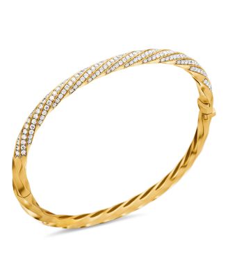 Cable Edge Bracelet in Recycled 18K Yellow Gold with Full Pav&eacute; Diamonds