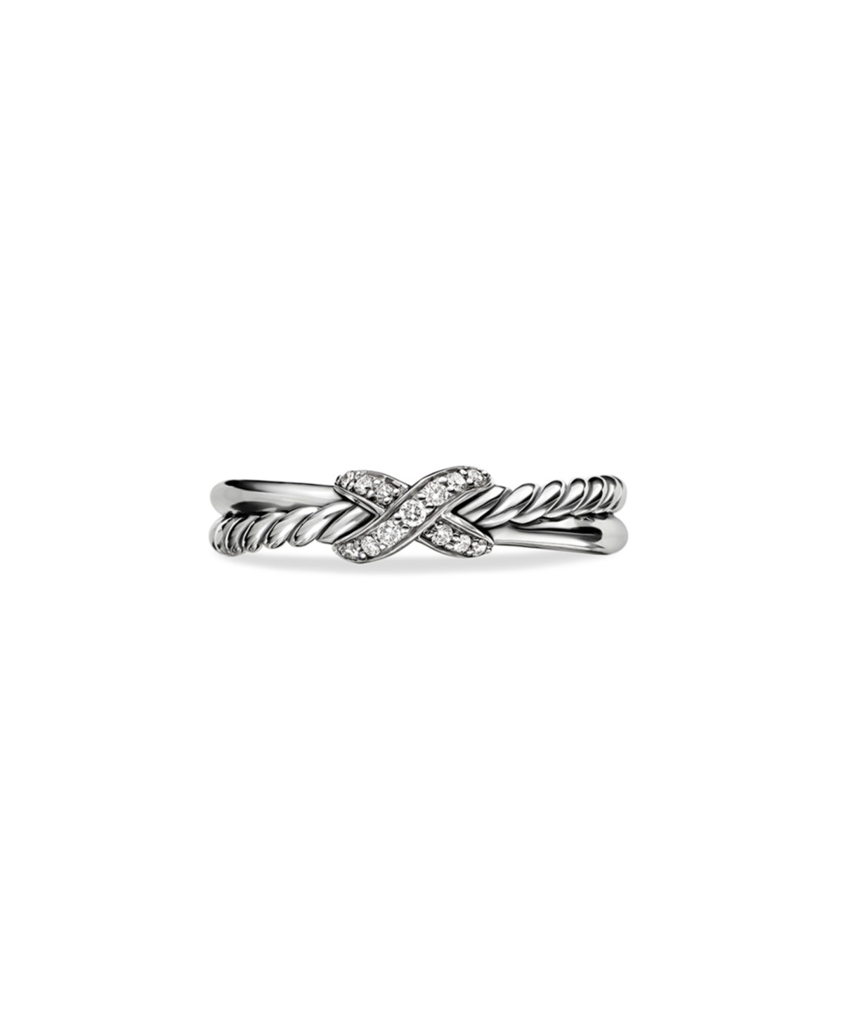 Sterling Silver & Diamond Petite X Ring