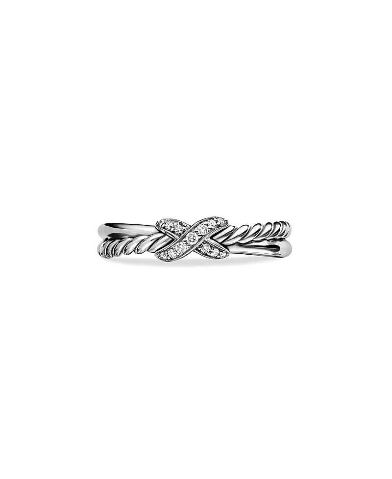 David Yurman Sterling Silver & Diamond Petite X Ring