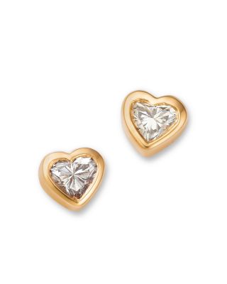 Moon & Meadow - 14K Yellow Gold Lab Grown Diamond Heart Bezel Stud Earrings