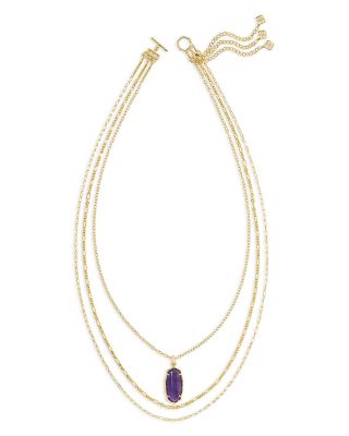 Kendra Scott Elle Bamboo Frame Gemstone Pendant Convertible Layered Necklace, 27.5-30.5