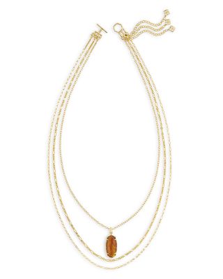 Kendra Scott Elle Bamboo Frame Gemstone Pendant Convertible Layered Necklace, 27.5-30.5