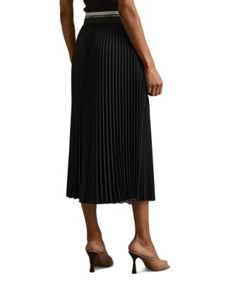 【海外限定】REISS☆スカートBlack Iris Pleated Waistband Deta Reiss Iris Black Pleated Waistband Detail Midi Skirt - REISS