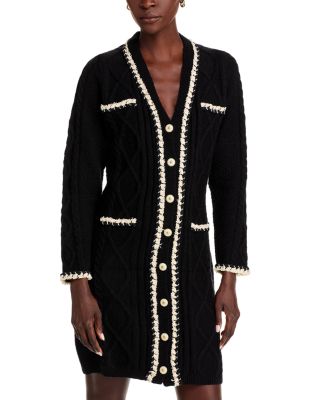 Stellah - Cable Knit Fringe Trim Cardigan