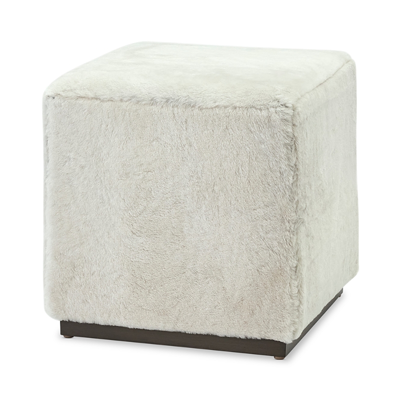 Massoud Wylie Sheepskin Square Ottoman In Wesby Shearling