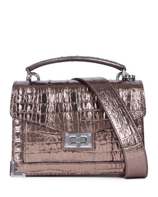 The Kooples Emily Small Embossed Metallic Leather Handbag
