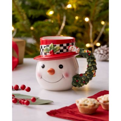 Christmas Tree Black and White Snowman Mug
