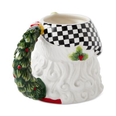 Christmas Tree Black and White Santa Mug