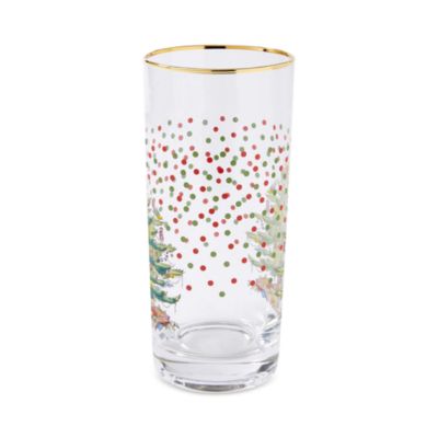 Christmas Tree Polka Dot Highball Glass, Set of 4