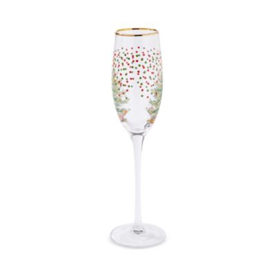 Christmas Tree Polka Dot Champagne Flute, Set of 4