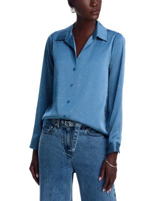 AQUA - Satin Rhinestone Shirt - Exclusive