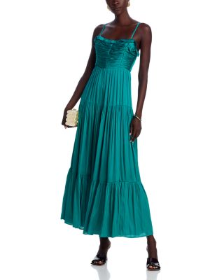 AQUA - Ruffled Satin Maxi Dress - Exclusive