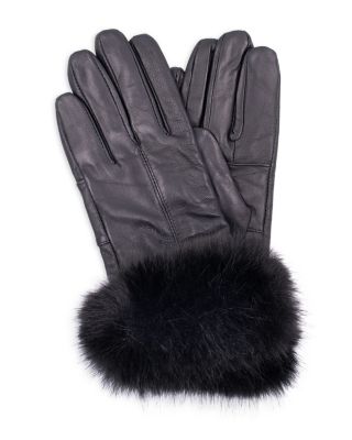 Surell - Faux Fur Trim Leather Gloves