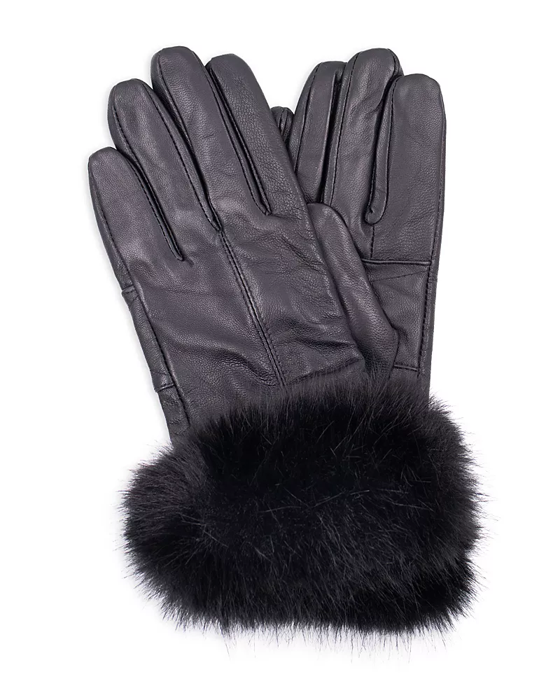 Surell Faux Fur Trim Leather Gloves