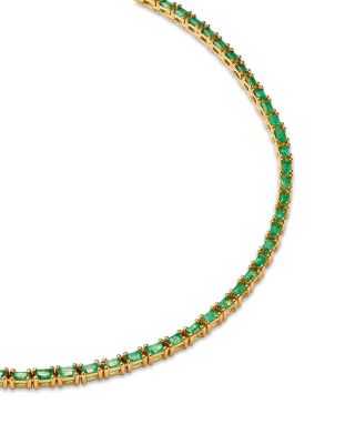 Emerald Tennis Necklace in 14K Yellow Gold, 16.5" 