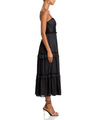 Ruched Ruffled Midi Dress - Exclusive