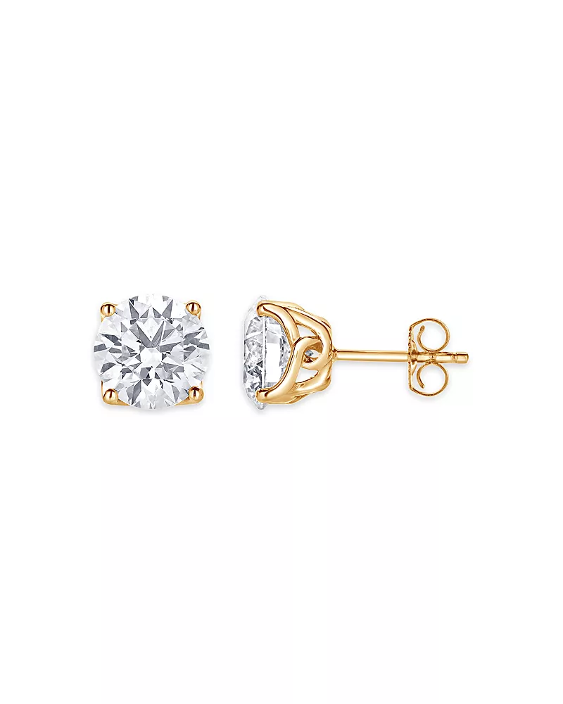 Bloomingdale's Fine Collection Certified Lab Grown Diamond Tulip Setting Stud Earrings in 18K Yellow Gold, 2.0 tcw