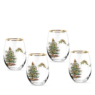 Spode Christmas Tree Stemless Wine Glasses, Set of 4 | Bloomingdale's