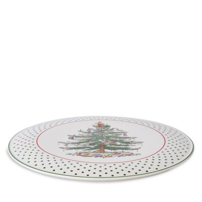 Christmas Tree Polka Dot Cake Plate