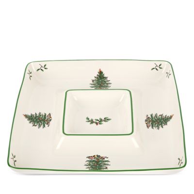 Spode - Christmas Tree Square Chip 'n Dip Tray