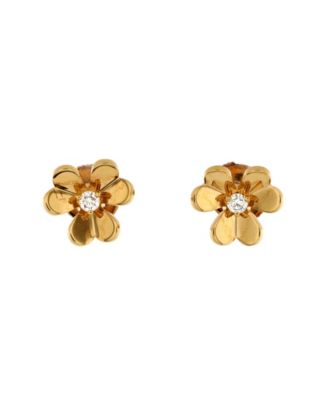 Pre-Owned Van Cleef & Arpels Frivole Stud Earrings 18K Gold with Diamonds