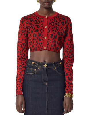 Versace - Leopard Print Cropped Cardigan