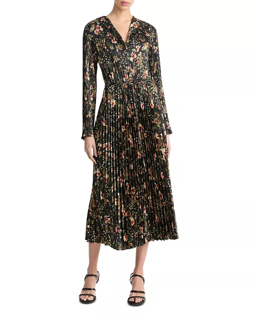 orchid vine pleated dress