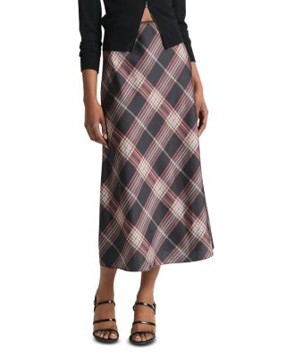 Vince - Plaid Shaped Hem Midi Skirt