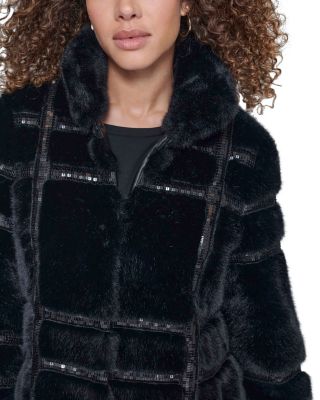 Faux Fur Sequined Coat