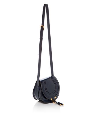 Marcie Small Croc Embossed Leather Saddle Bag