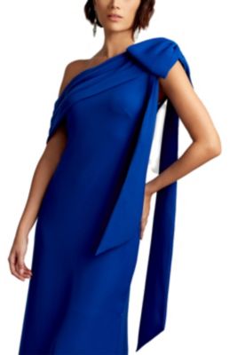 Cassia Bow-Shoulder Crepe Gown