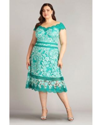 Plus Nance Double Banded Scalloped Lace Dress