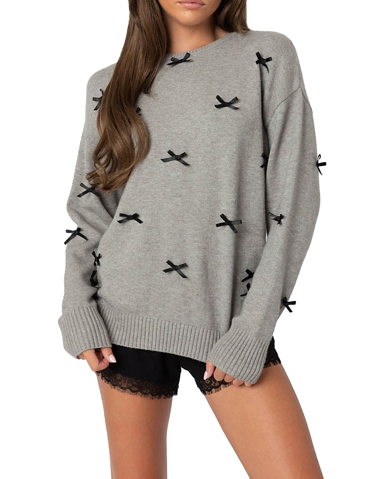 Edikted Satin Bow Oversized Sweater