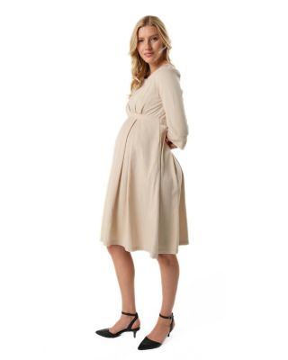 Women&#39;s Empire Waist Maternity &amp; Nursing Midi Tea Dress in TENCEL (Regular &amp; Petite)
