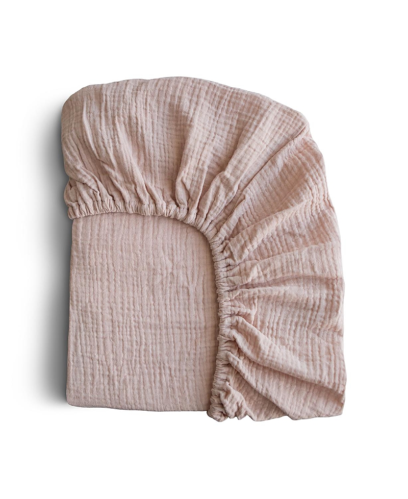 Mushie Extra Soft Muslin Crib Sheet In Blush