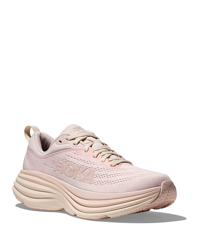 Hoka Women's Bondi 8 Lace Up Sneakers in Cosmic Pearl