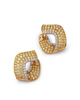 Bloomingdale's Fine Collection White & Yellow Diamond Spiral Hoop Earrings in 14K White & Yellow Gold, 3.57 ct. t. w.