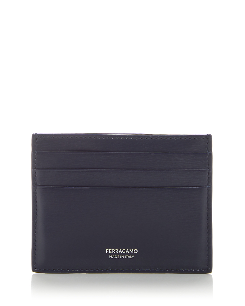 Ferragamo Classic Leather Card Case In Midnight