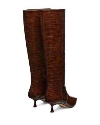 Women's Naomi 50 Pointed Toe Embossed Tall Kitten Heel Boots